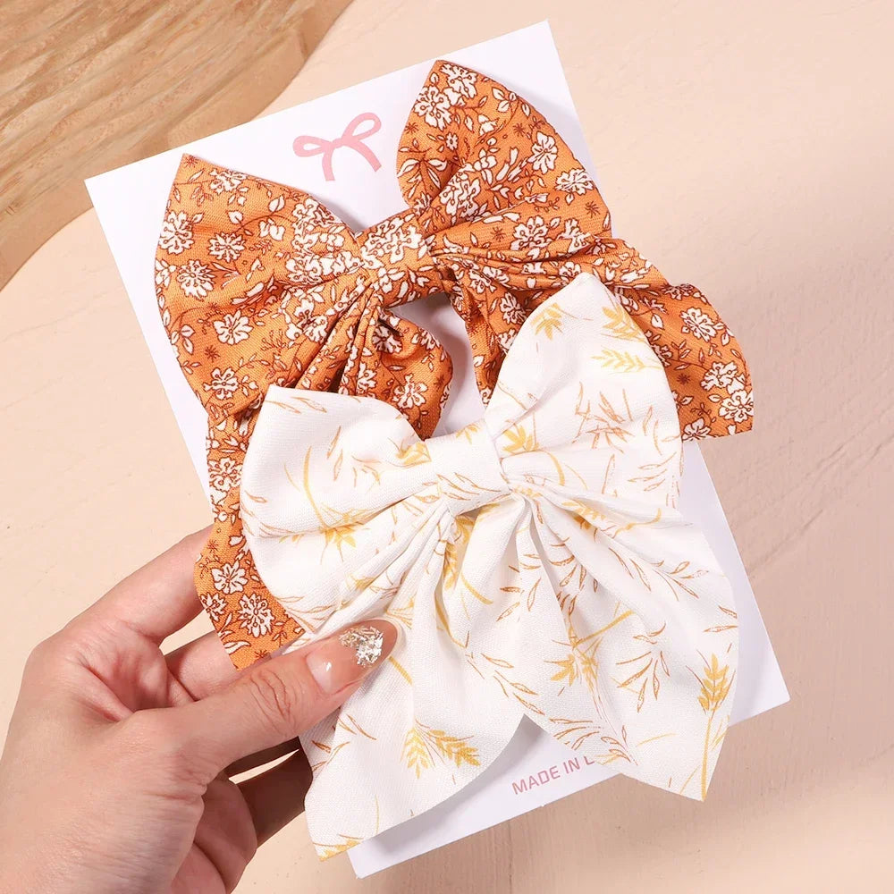 2Pcs/set Sweet Solid Bowknot Hair Clips - Bakyat Store