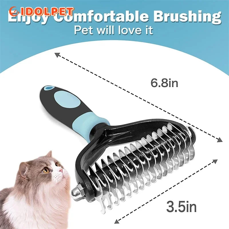 Professional Pet Deshedding Brush 2 Sided Dematting Dog Comb Cat Brush - Bakyat Store