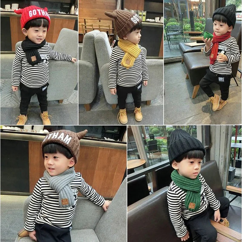 Knitted Baby Hat Scarf Set Winter Kids Beanie - Bakyat Store