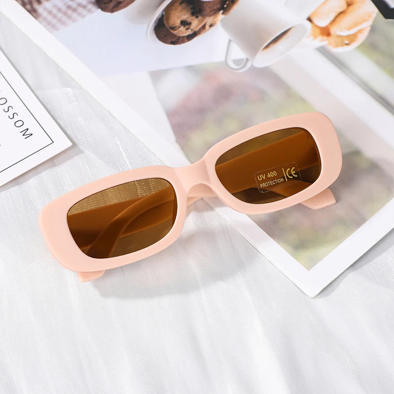 Children Cute Vintage Frosted Rectangle UV400 Sunglasses - Bakyat Store