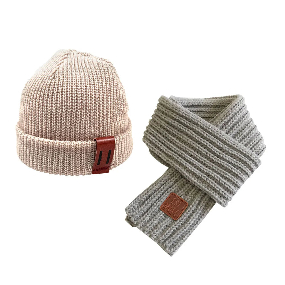 Knitted Baby Hat Scarf Set Winter Kids Beanie - Bakyat Store