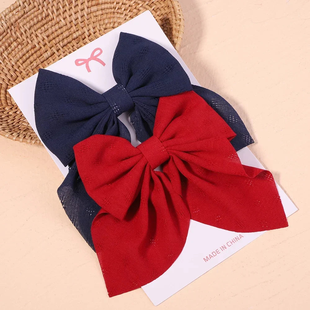 2Pcs/set Sweet Solid Bowknot Hair Clips - Bakyat Store