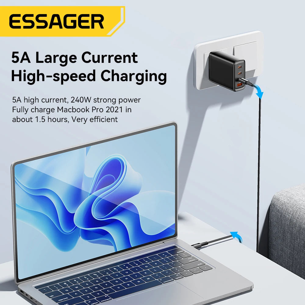 Essager 240W Super Fast Charge Type-C 67W Cable Quick Charge USB Cable 6A For Xiaomi 12Pro Redmi K50 Note 11Pro Black Shark 5Pro - Bakyat Store