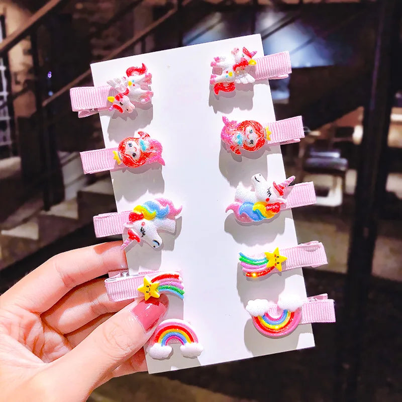 10PCS/Set New Girls Cute Cartoon Ice Cream Unicorn Hair Clips - Bakyat Store