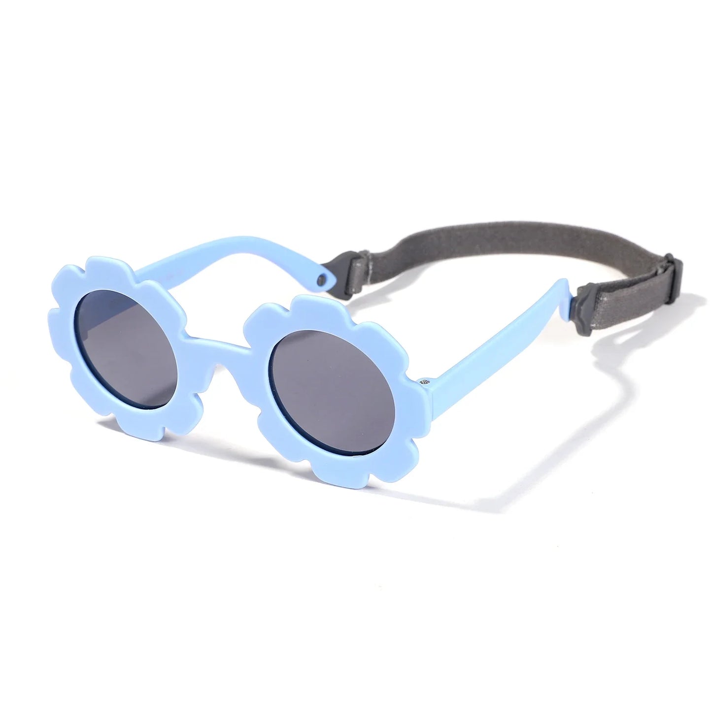 Polarized Sunglasses with Belt Flexible Durable Round Flower Silicone Frame Mirrored UV400 Lens - Bakyat Store