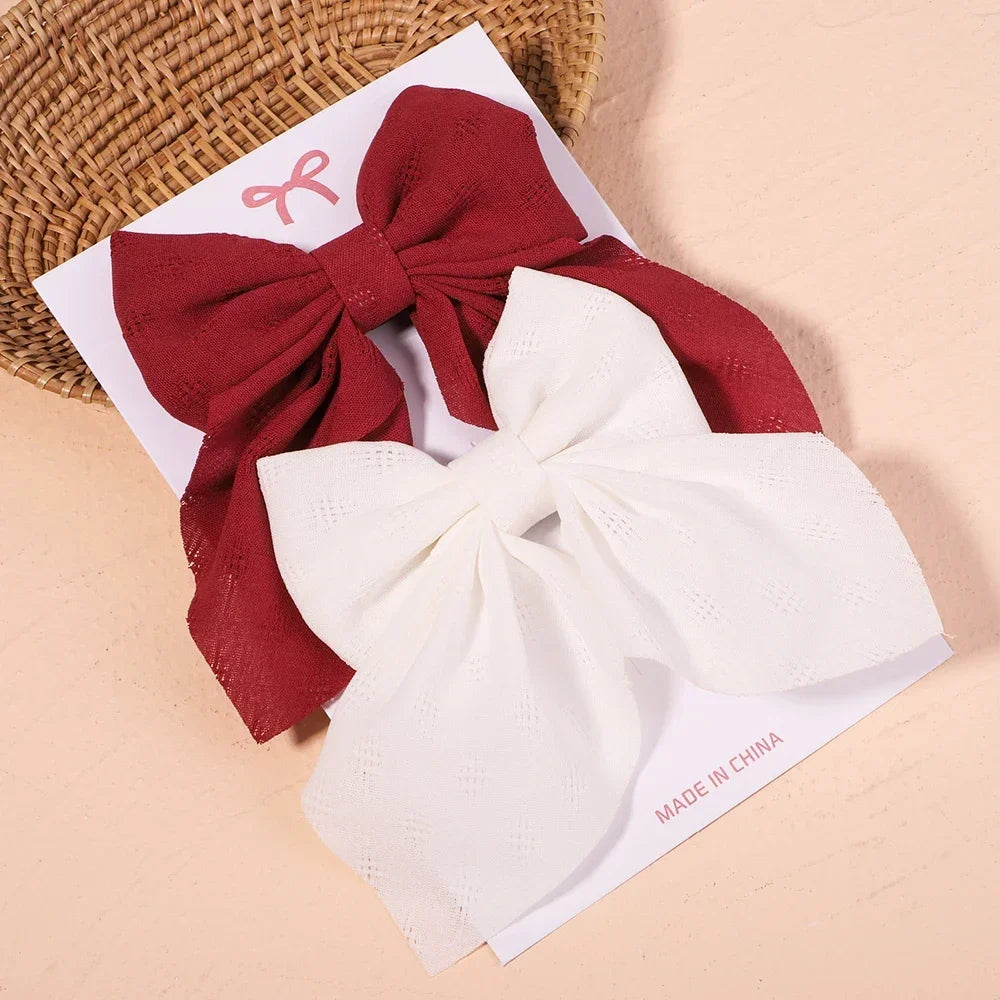 2Pcs/set Sweet Solid Bowknot Hair Clips - Bakyat Store