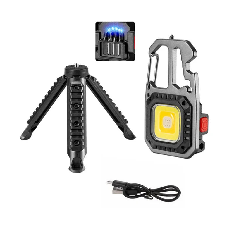 Mini LED Flashlight Portable Keychain Work Light Rechargeable Outdoor Camping Light - Bakyat Store