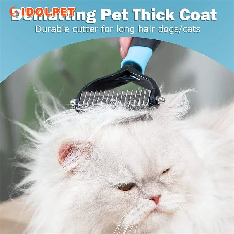 Professional Pet Deshedding Brush 2 Sided Dematting Dog Comb Cat Brush - Bakyat Store