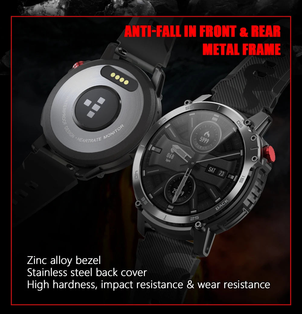 Military C22 Men's Smart Watch BT Call 4GB ROM Fitness Tracker 3ATM Waterproof Sport Smartwatch for Xiaomi Huawei IOS Phone 2023 - Bakyat Store