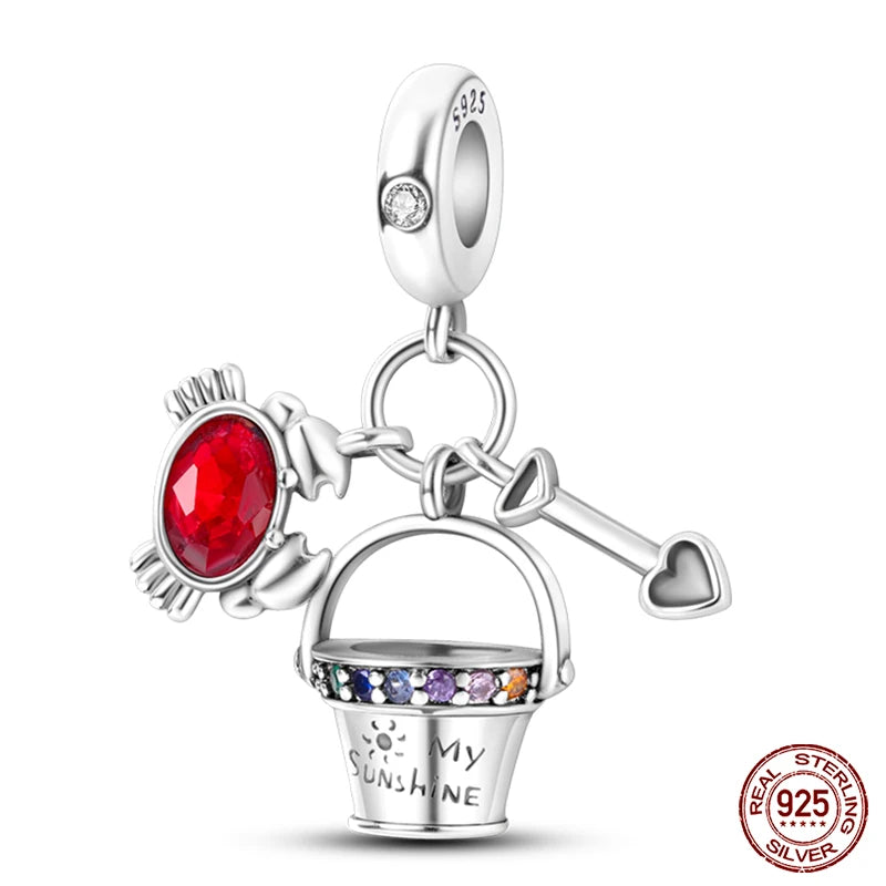 Silver bracelets Charms Beads Red Color Shapes - Bakyat Store