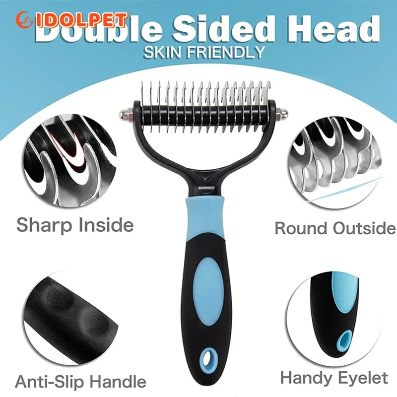 Professional Pet Deshedding Brush 2 Sided Dematting Dog Comb Cat Brush - Bakyat Store