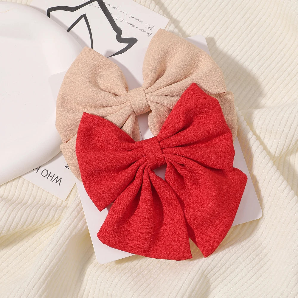 2Pcs/set Sweet Solid Bowknot Hair Clips - Bakyat Store