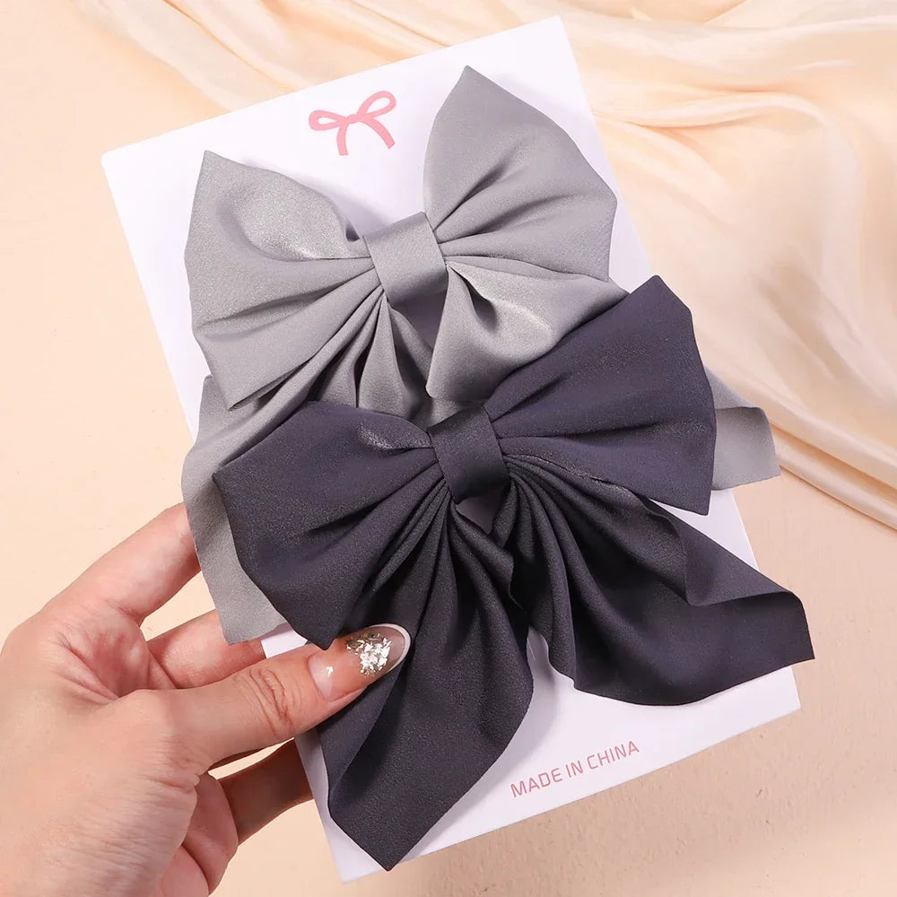 2Pcs/set Sweet Solid Bowknot Hair Clips - Bakyat Store