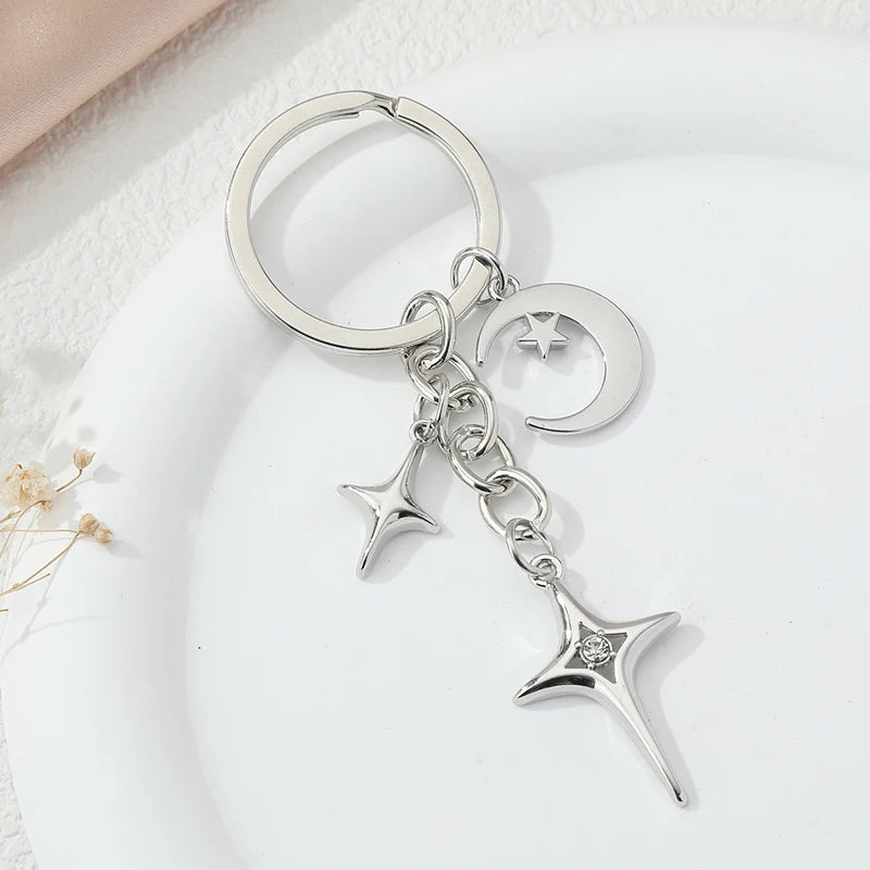 Keychains Star Moon Metal Key Rings - Bakyat Store