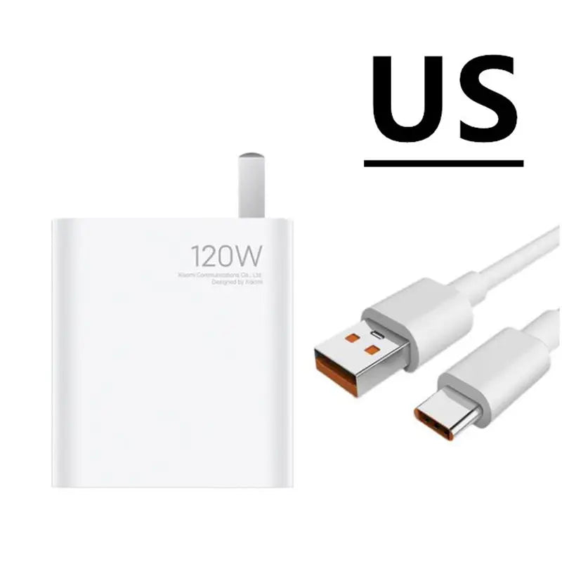 Xiaomi 11T Pro Charger 120W Original EU/US Turbo Quick charge 6A USB C cable For MI 12 pro ultranote 11t pro POCO X3 X4 M4 - Bakyat Store