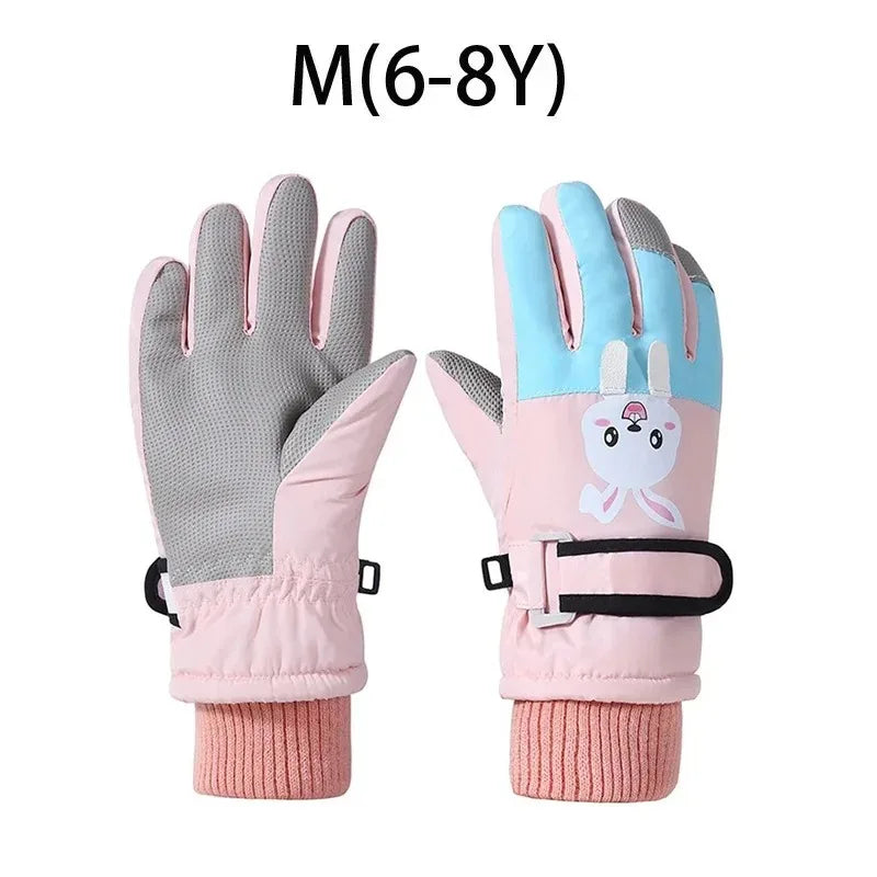 Cute Kids Winter Gloves for Girls Boys Thicken Windproof Children Ski Gloves Snow Sports Child Mittens for Snowboard 4-12Y - Bakyat Store