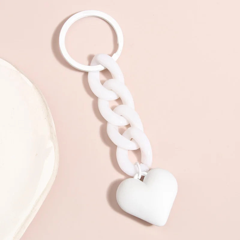 Handmade Heart Keychain Acrylic Plastic Link Chain - Bakyat Store