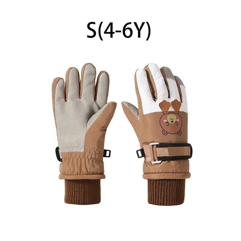 Cute Kids Winter Gloves for Girls Boys Thicken Windproof Children Ski Gloves Snow Sports Child Mittens for Snowboard 4-12Y - Bakyat Store