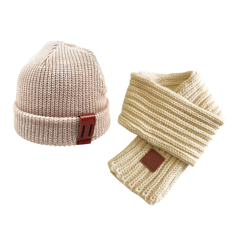 Knitted Baby Hat Scarf Set Winter Kids Beanie - Bakyat Store