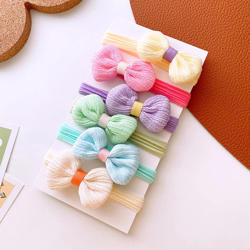 6PCS Sweet Baby Girl Hair Accessories Bows Flower Elastic Hair Bands - Bakyat Store