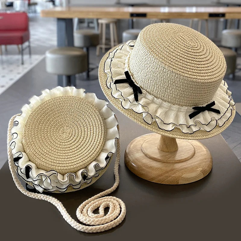 Straw Children Panama Hats for Girls Beach Baby - Bakyat Store