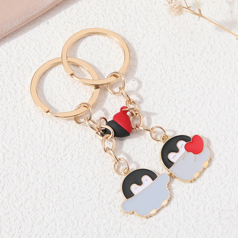 Cute Heart Magnet Penguin keychain Lovely Aniaml Key Chain For Making DIY Jewelry Accessories Necklace Handmade - Bakyat Store