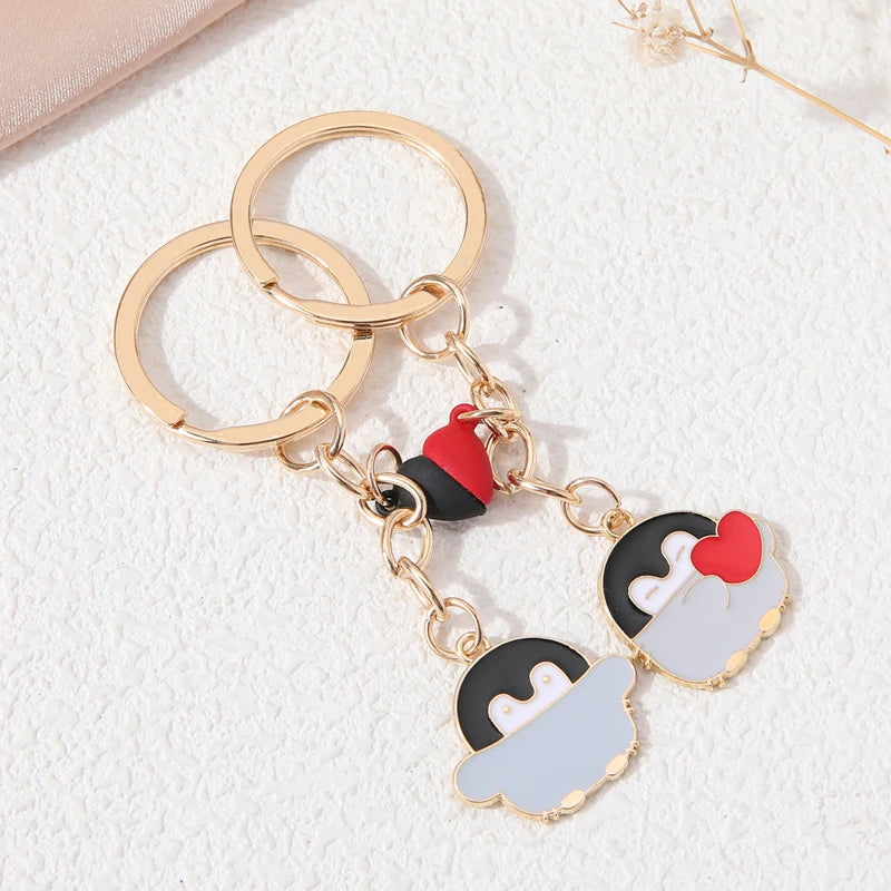 Cute Heart Magnet Penguin keychain Lovely Aniaml Key Chain For Making DIY Jewelry Accessories Necklace Handmade - Bakyat Store