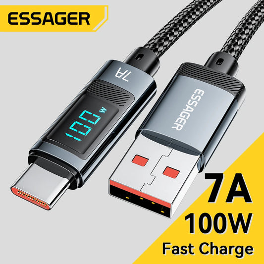 Essager 7A USB Type C Cable 100W USB C Charger Data For Realme Huawei P40 30 Pro 66W Fast Charging Wire Cord Samsung Xiaomi Poco - Bakyat Store