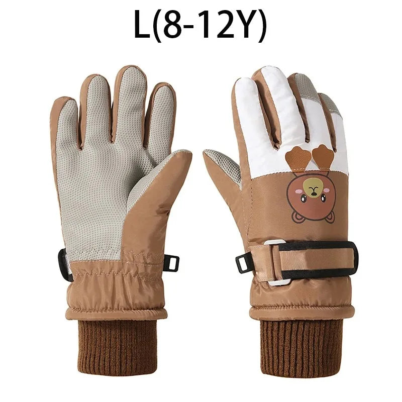 Cute Kids Winter Gloves for Girls Boys Thicken Windproof Children Ski Gloves Snow Sports Child Mittens for Snowboard 4-12Y - Bakyat Store