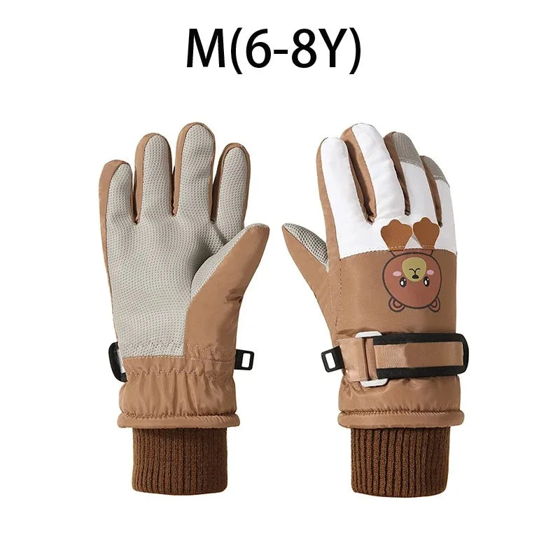 Cute Kids Winter Gloves for Girls Boys Thicken Windproof Children Ski Gloves Snow Sports Child Mittens for Snowboard 4-12Y - Bakyat Store