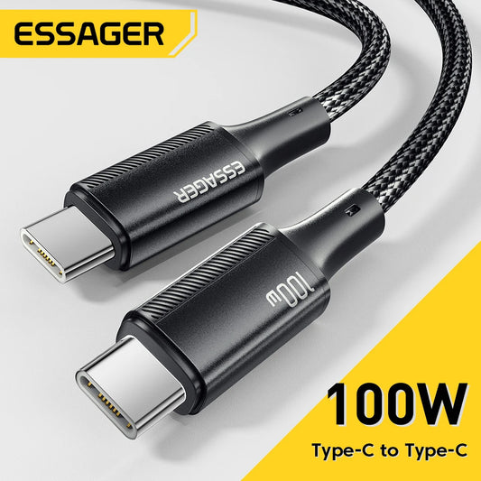 Essager 100W USB C To USB Type C Cable 5A PD Fast Charging Cord USB Type C Cable For iPhone15 iPad MacBook Xiaomi Samsung Huawei - Bakyat Store