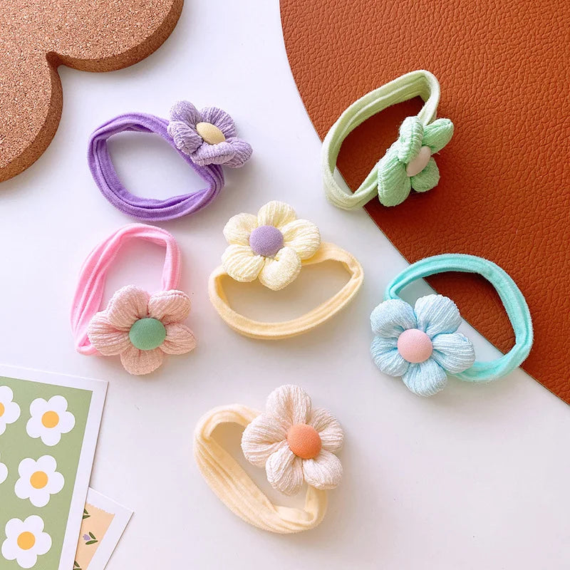 6PCS Sweet Baby Girl Hair Accessories Bows Flower Elastic Hair Bands - Bakyat Store