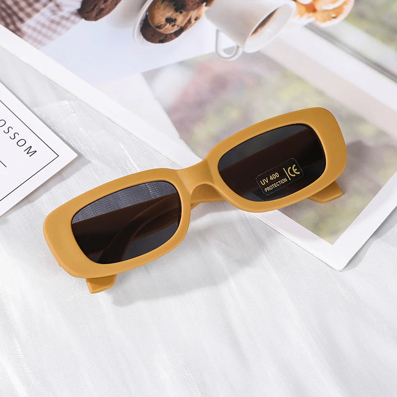 Children Cute Vintage Frosted Rectangle UV400 Sunglasses - Bakyat Store