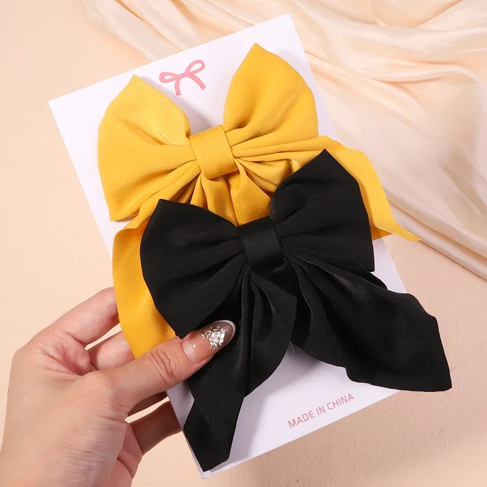 2Pcs/set Sweet Solid Bowknot Hair Clips - Bakyat Store