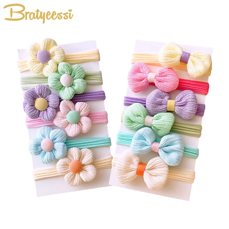 6PCS Sweet Baby Girl Hair Accessories Bows Flower Elastic Hair Bands - Bakyat Store