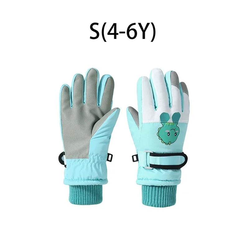 Cute Kids Winter Gloves for Girls Boys Thicken Windproof Children Ski Gloves Snow Sports Child Mittens for Snowboard 4-12Y - Bakyat Store