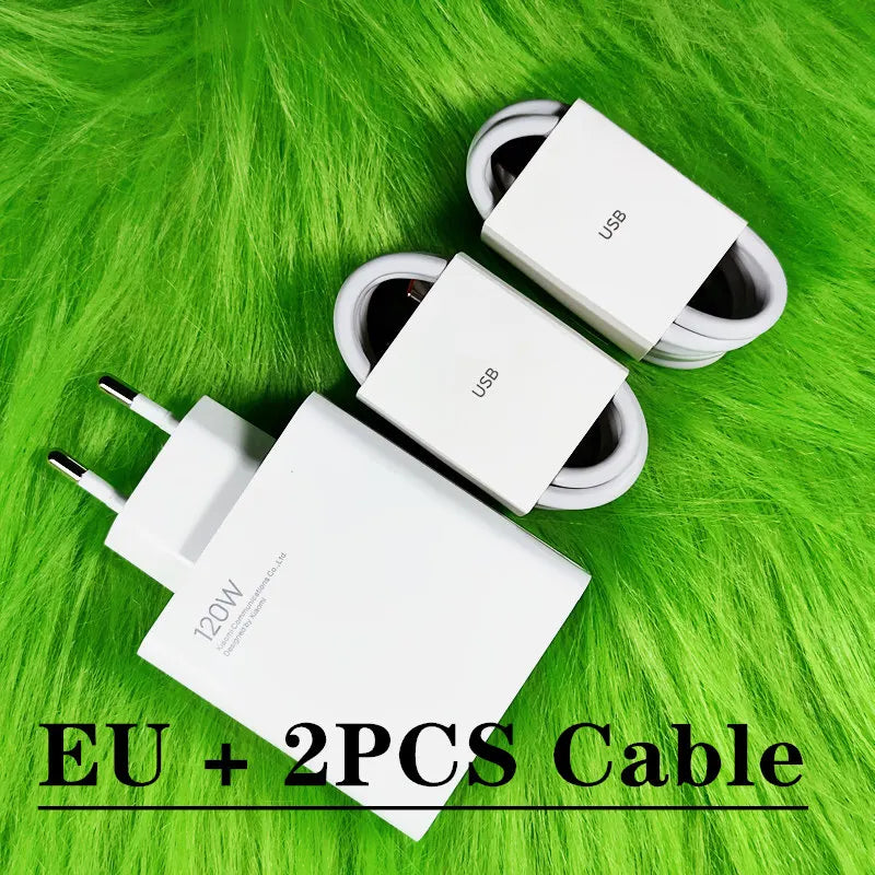 Xiaomi 11T Pro Charger 120W Original EU/US Turbo Quick charge 6A USB C cable For MI 12 pro ultranote 11t pro POCO X3 X4 M4 - Bakyat Store