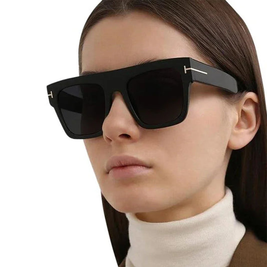 Fashion Square Sunglasses for Women Men Sports Driving Sun Glasses Anti-Glare 100% UV Protection Metal T Word Design - Bakyat Store