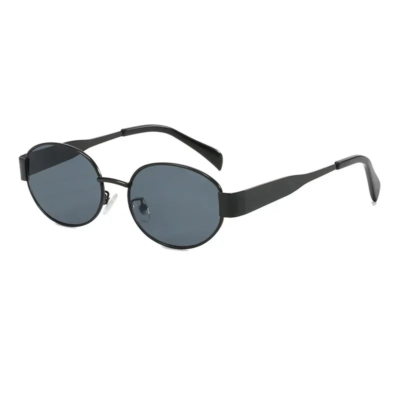 Oval Sunglasses for Women Men Trendy Small Metal Frame Sun Glasses - Bakyat Store