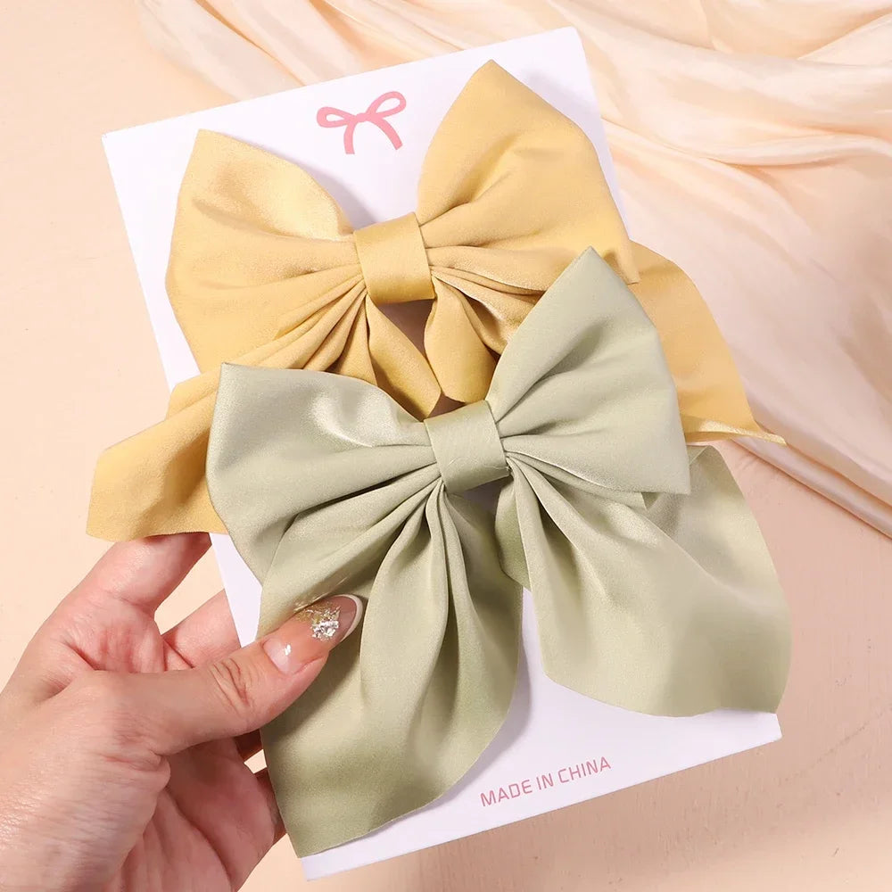 2Pcs/set Sweet Solid Bowknot Hair Clips - Bakyat Store