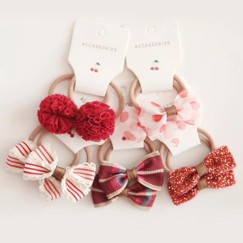 Baby Hair Band Girls Ties Bows Elastic Rubber Band - Bakyat Store