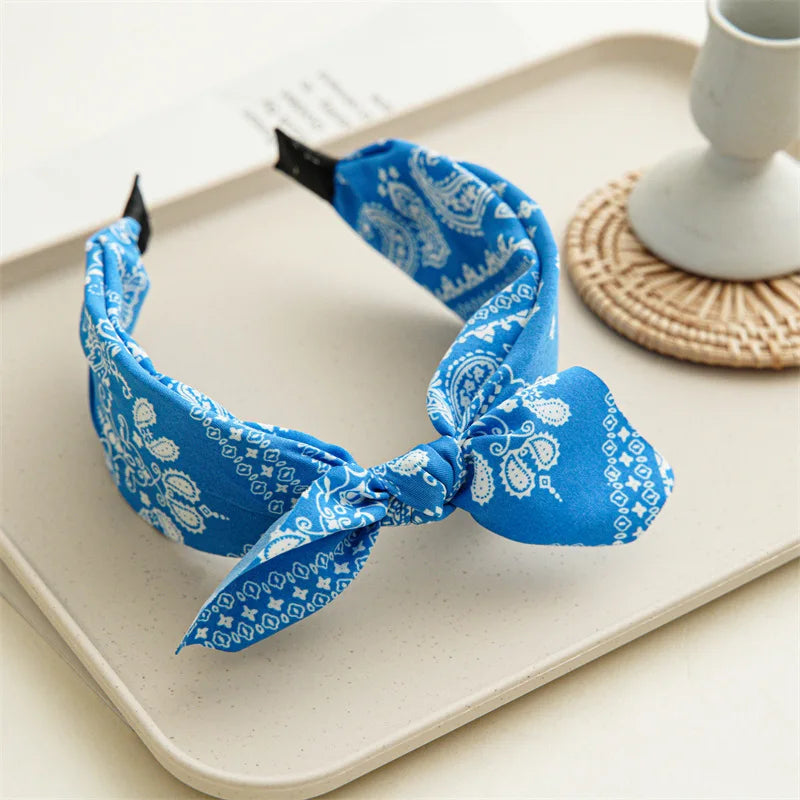 Cotton Cashew Flowers Printing Soft Wide Hair hoop - Bakyat Store