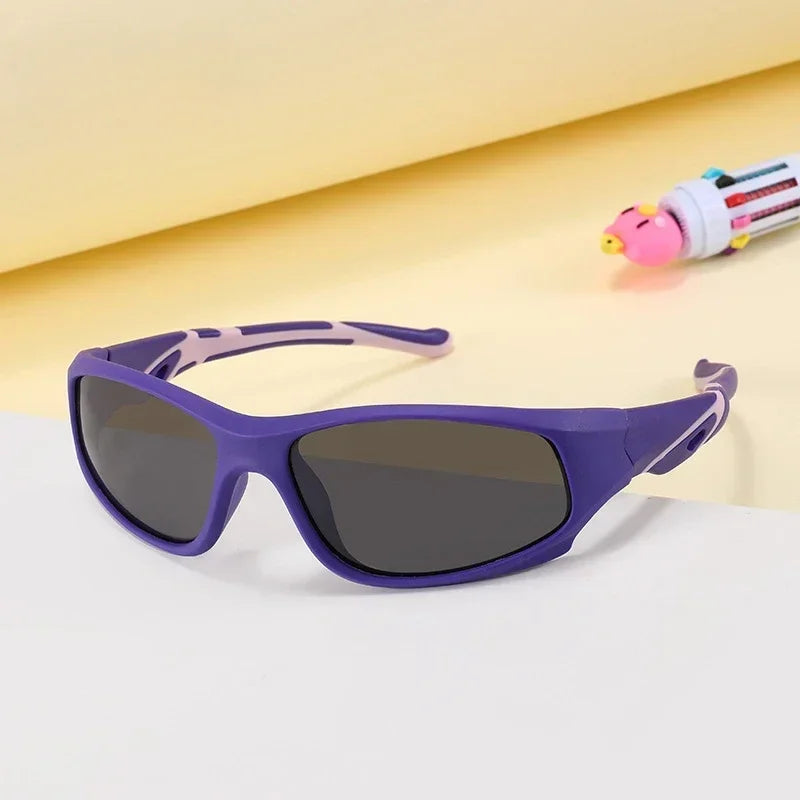 Kids Polarized Sunglasses, Wrap Around Sport Sun Glasses Silicone Safety Glasses - Bakyat Store