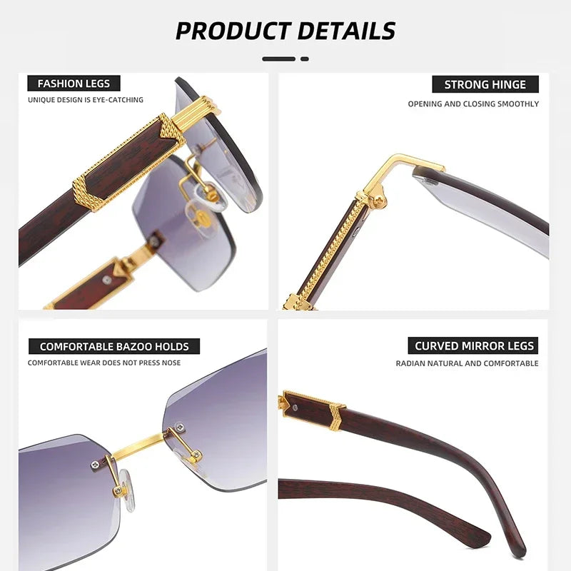 Rimless Rectangle Sunglasses - Bakyat Store