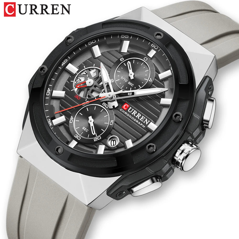 CURREN Brand New Design Men's Watches Silicone Band Military Quartz Wristwatches Fashion Waterproof Clock Relogio Masculino - Bakyat Store