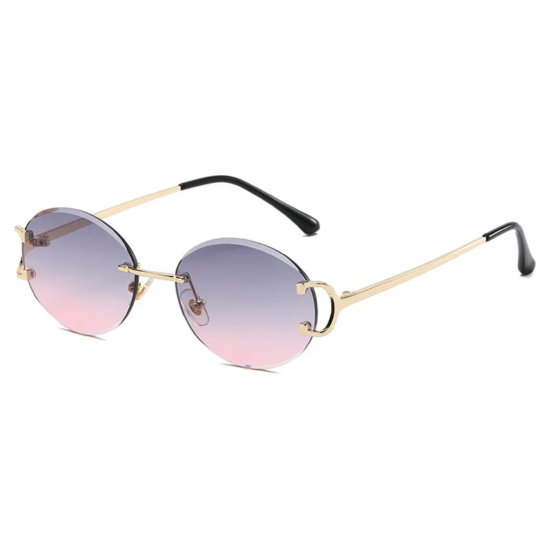 Trendy Oval Rimless Sunglasses - Bakyat Store