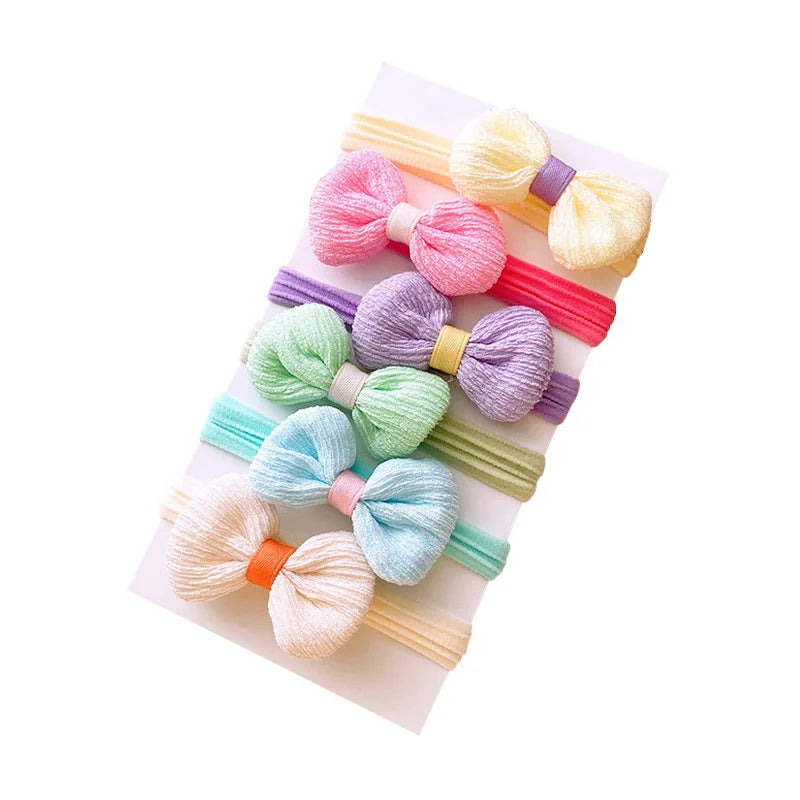 6PCS Sweet Baby Girl Hair Accessories Bows Flower Elastic Hair Bands - Bakyat Store