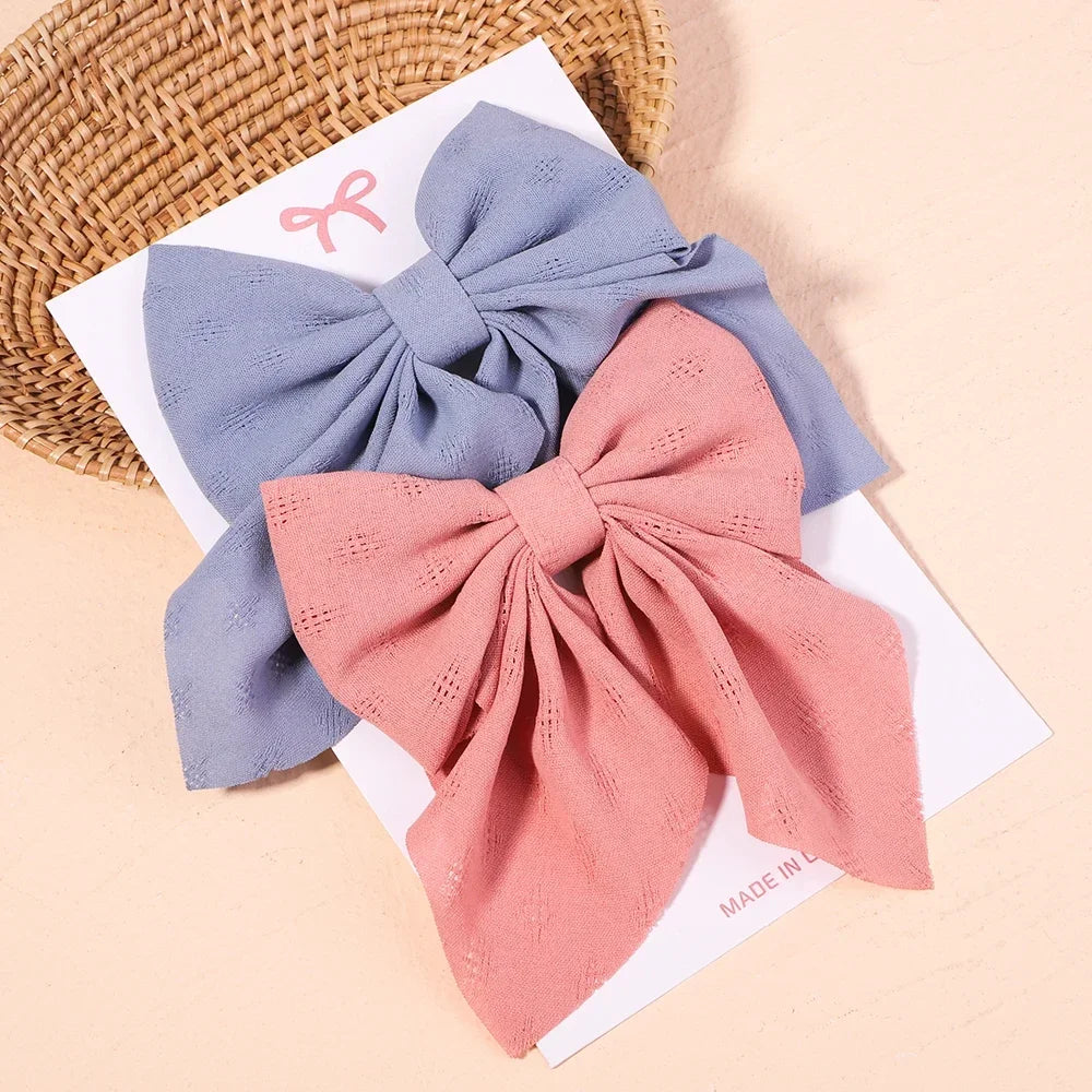 2Pcs/set Sweet Solid Bowknot Hair Clips - Bakyat Store