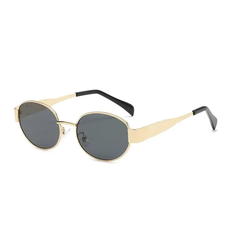 Oval Sunglasses for Women Men Trendy Small Metal Frame Sun Glasses - Bakyat Store