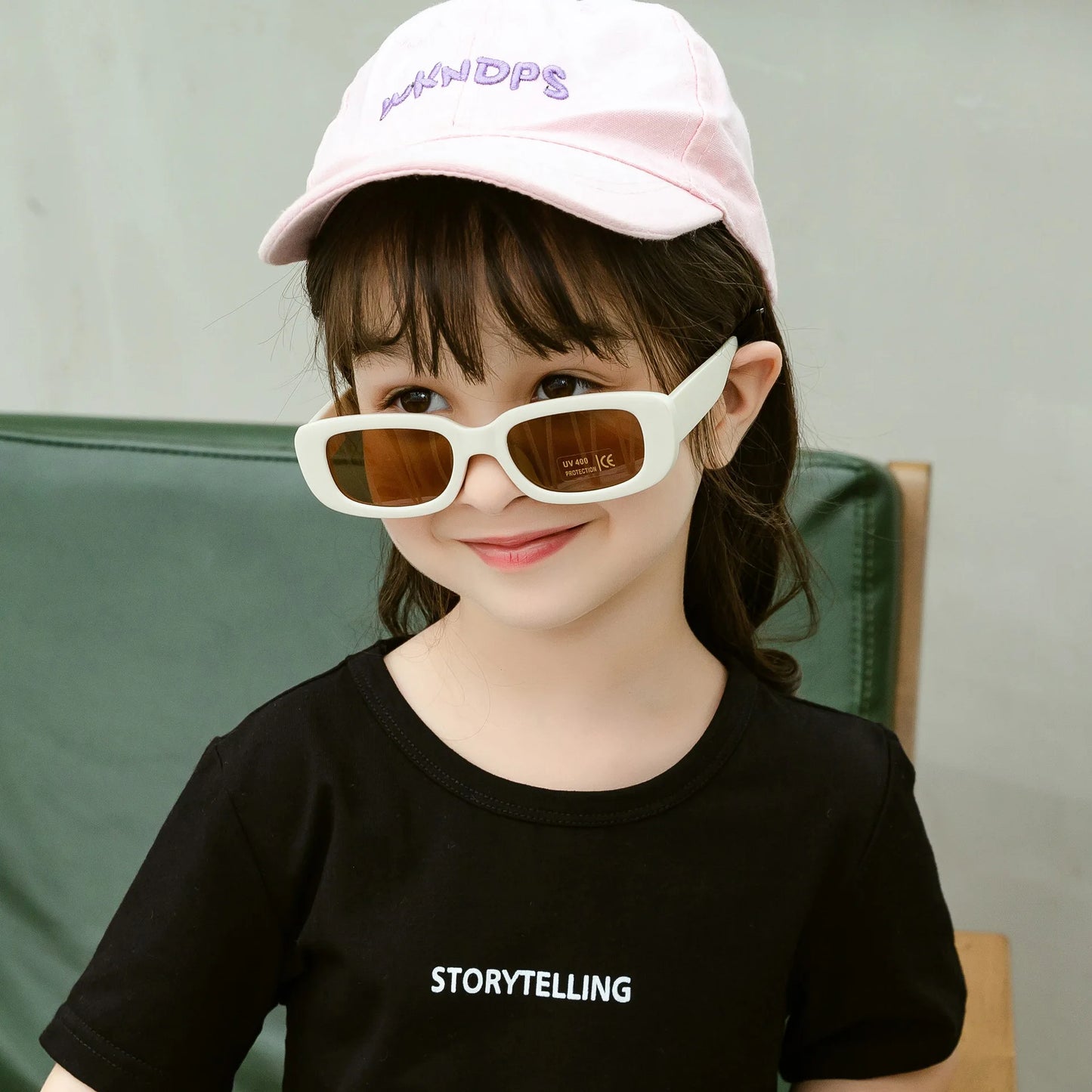 Children Cute Vintage Frosted Rectangle UV400 Sunglasses - Bakyat Store